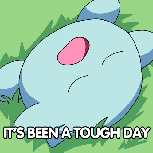 Cartoon Character Saying It's Been A Tough Day GIF