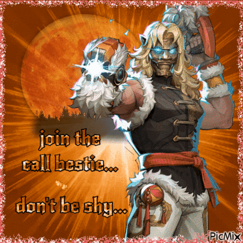A Picture Of A Cartoon Character With The Words Join The Call Bestie Don 'T Be Shy GIF