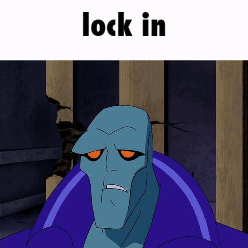 A Picture Of A Cartoon Character With The Words Lock In Above Him GIF