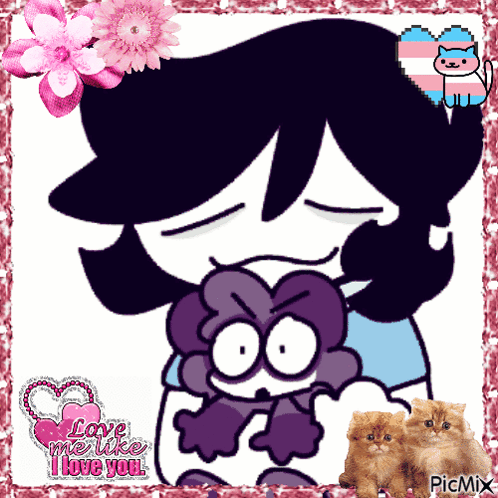 a picture of a cartoon character with the words love me like i love you on the bottom right