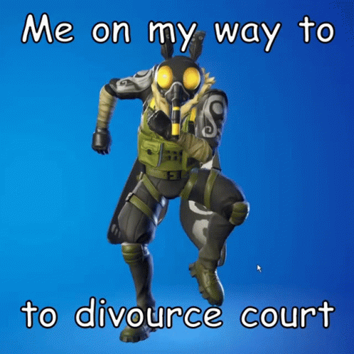 A Picture Of A Cartoon Character With The Words Me On My Way To Divorce Court GIF