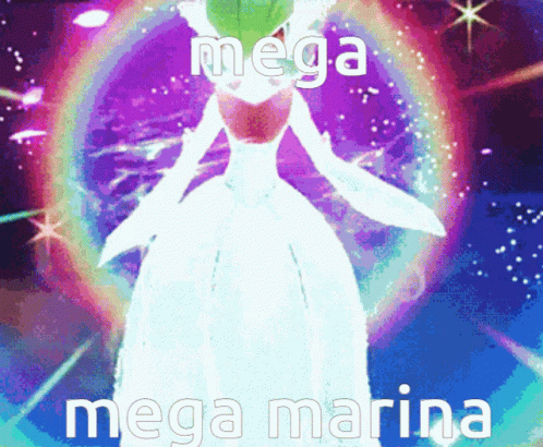 A Picture Of A Cartoon Character With The Words Mega Marina On It GIF