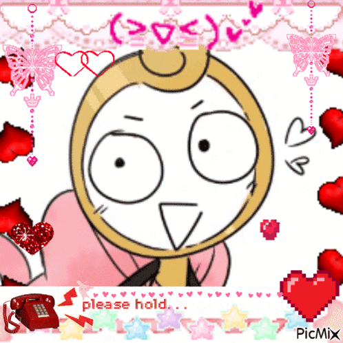 A Picture Of A Cartoon Character With The Words Please Hold Below It GIF