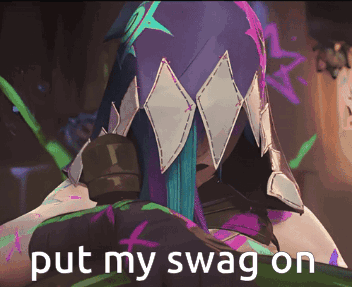 A Picture Of A Cartoon Character With The Words Put My Swag On Below It GIF