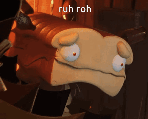 A Picture Of A Cartoon Character With The Words Ruh Roh On The Bottom GIF