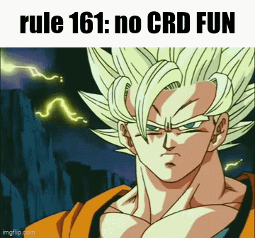 A Picture Of A Cartoon Character With The Words Rule 161 No Crd Fun On The Bottom GIF