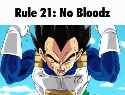 A Picture Of A Cartoon Character With The Words Rule 21 : No Bloodz On The Bottom GIF