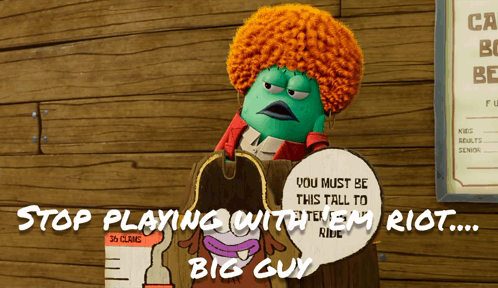 A Picture Of A Cartoon Character With The Words Stop Playing With Em Riot On The Bottom GIF