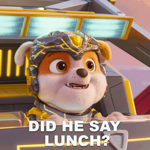 A Picture Of A Cartoon Dog With The Words Did He Say Lunch Below It GIF