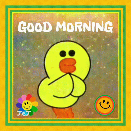 a picture of a cartoon duck with the words good morning on it