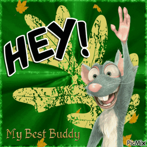 A Picture Of A Cartoon Mouse With The Words Hey My Best Buddy Below It GIF