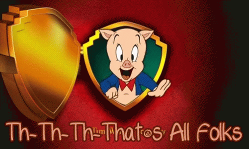 A Picture Of A Cartoon Pig With The Words Th-Th-Th-Thats All Folks Below It GIF