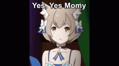 A Picture Of A Cat Girl With The Words Yes Yes Momy GIF