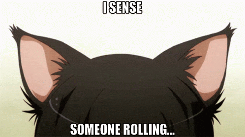 A Picture Of A Cat 'S Ears With The Caption Someone Rolling GIF