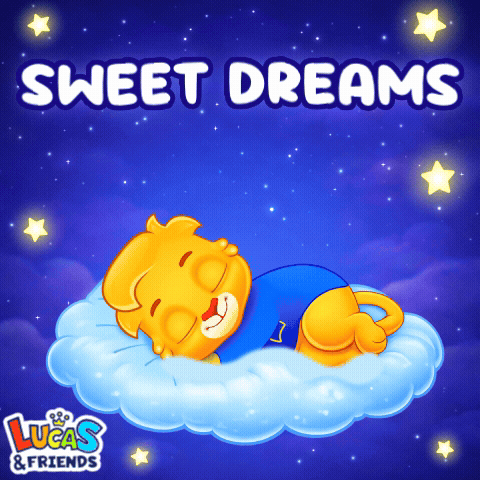 A Picture Of A Cat Sleeping On A Cloud Says Sweet Dreams GIF