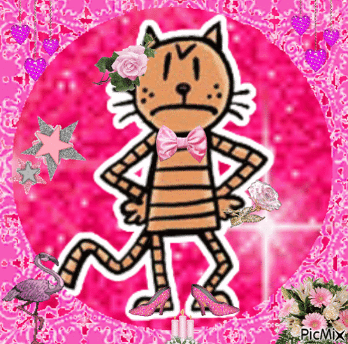 A Picture Of A Cat With A Pink Bow Tie GIF