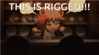 A Picture Of A Cat With A Speech Bubble That Says This Is Rigged GIF