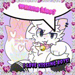 A Picture Of A Cat With A Speech Bubble That Says " Wanna Kiss ? " GIF