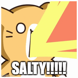 A Picture Of A Cat With The Word Salty Written Below It GIF