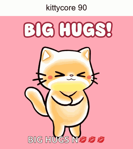 A Picture Of A Cat With The Words Big Hugs GIF
