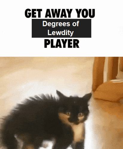 A Picture Of A Cat With The Words Get Away You Degrees Of Lewdity Player GIF