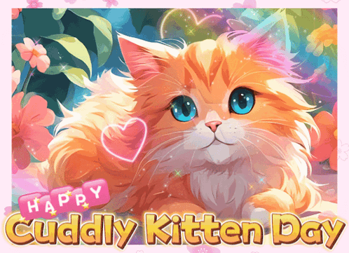 a picture of a cat with the words happy cuddly kitten day on it