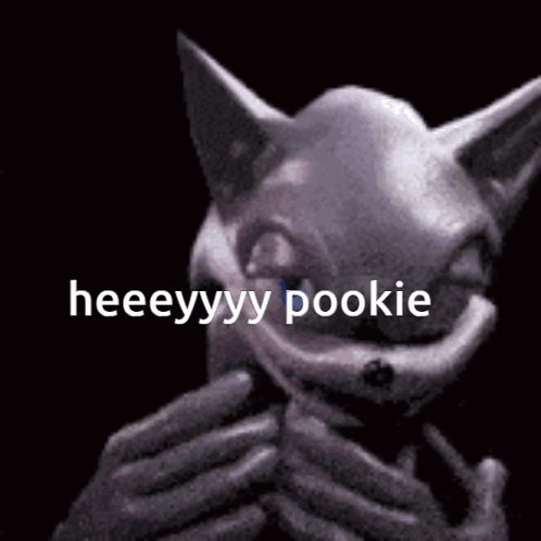 A Picture Of A Cat With The Words " Heeeyyy Pookie " Written On It GIF