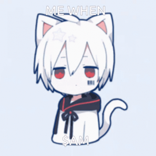 A Picture Of A Cat With The Words Me When Sam Written On It GIF