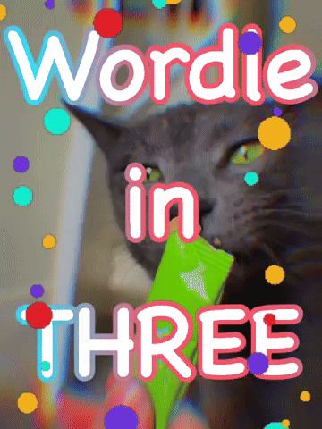 A Picture Of A Cat With The Words Wordie In Three On It GIF