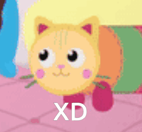A Picture Of A Cat With The Words Xd Written On It . GIF