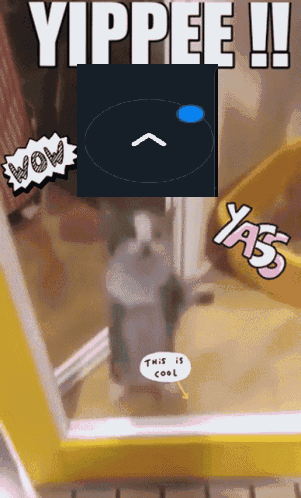 A Picture Of A Cat With The Words " Yippee " Written On It GIF
