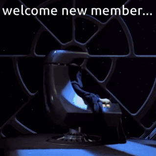 A Picture Of A Chair With The Words Welcome New Member On It GIF
