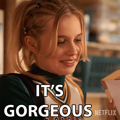 A Picture Of A Cheerleader With The Words It 'S Gorgeous Netflix At The Bottom GIF