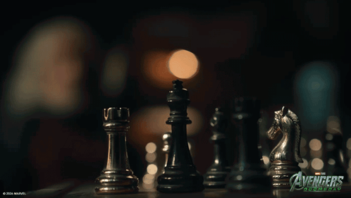 A Picture Of A Chess Board With The Words Avengers On It GIF