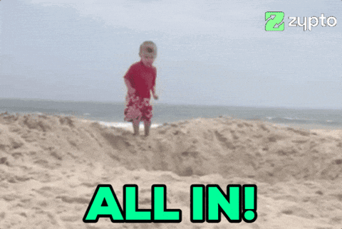 A Picture Of A Child On A Beach With The Words All In GIF
