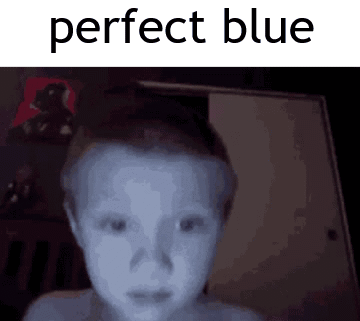 A Picture Of A Child 'S Face With The Words Perfect Blue Above It GIF