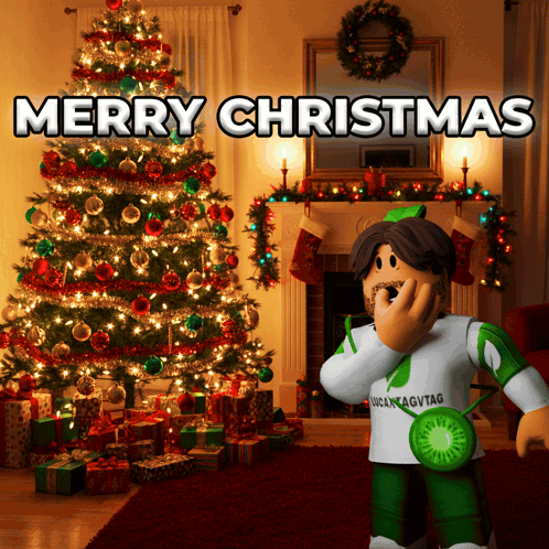A Picture Of A Christmas Tree With The Words Merry Christmas Written Above It GIF