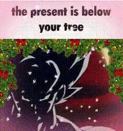 A Picture Of A Christmas Tree With The Words The Present Is Below Your Tree On It . GIF