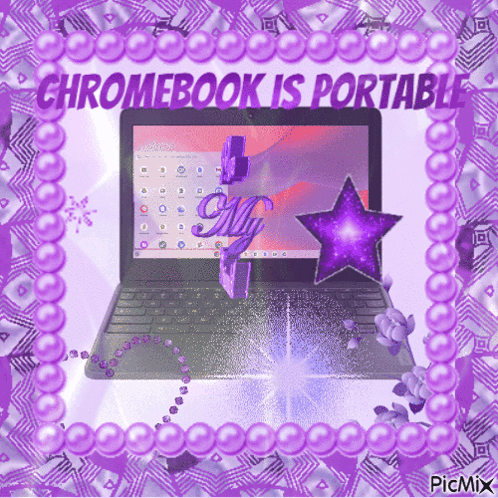 A Picture Of A Chromebook With The Words Chromebook Is Portable GIF