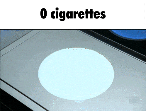 A Picture Of A Circle With The Words 0 Cigarettes Below It GIF