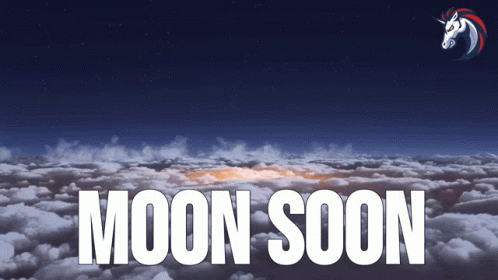 a picture of a cloudy sky with the words moon soon
