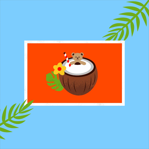 A Picture Of A Coconut With A Teddy Bear Inside GIF
