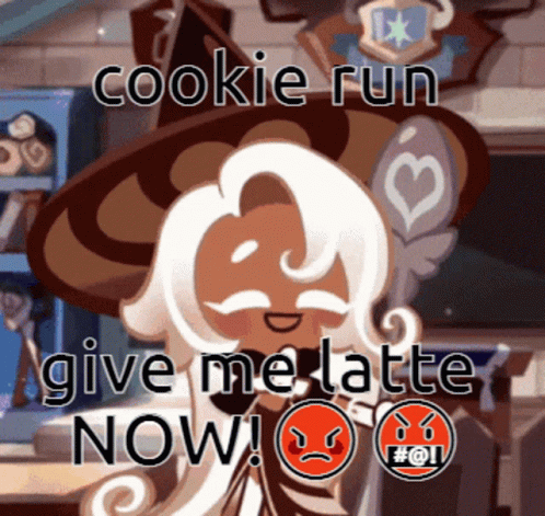 A Picture Of A Cookie Run Character Asking For Latte GIF