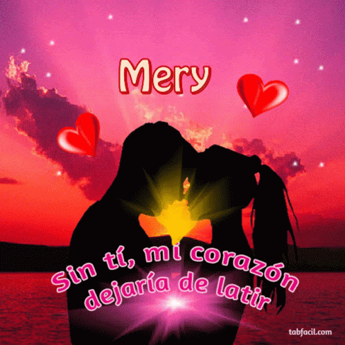 A Picture Of A Couple Kissing With The Name Mery GIF