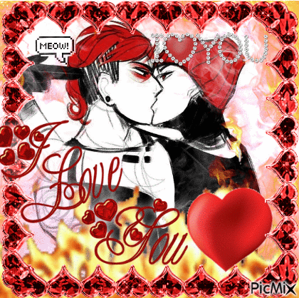 A Picture Of A Couple Kissing With The Words I Love You In The Corner GIF