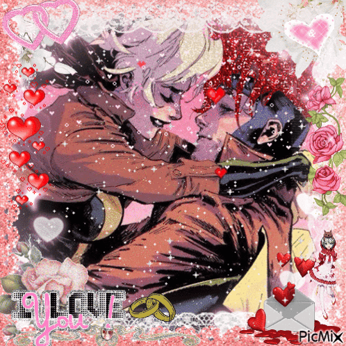A Picture Of A Couple Kissing With The Words " I Love You " On The Bottom Right GIF