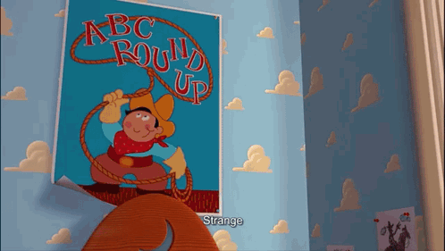 A Picture Of A Cowboy Holding A Lasso With The Words Abc Round Up Written On It GIF