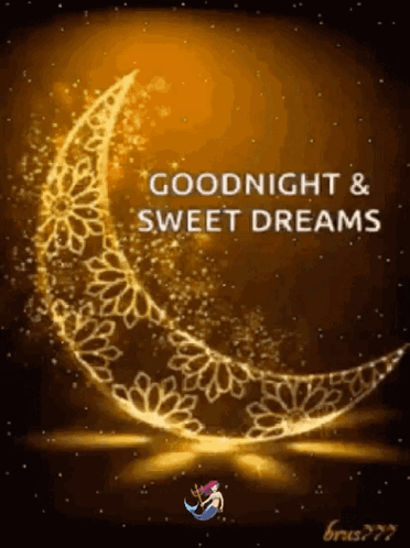 A Picture Of A Crescent Moon With The Words Goodnight And Sweet Dreams GIF