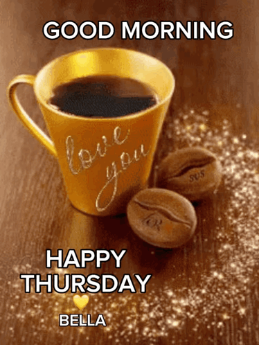 A Picture Of A Cup Of Coffee That Says " Love You " GIF