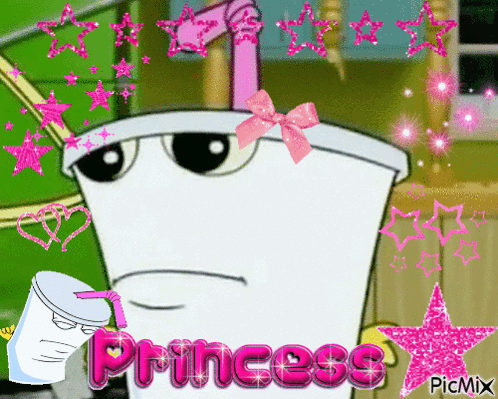 Cup With Pink Bow And Princess Text GIF